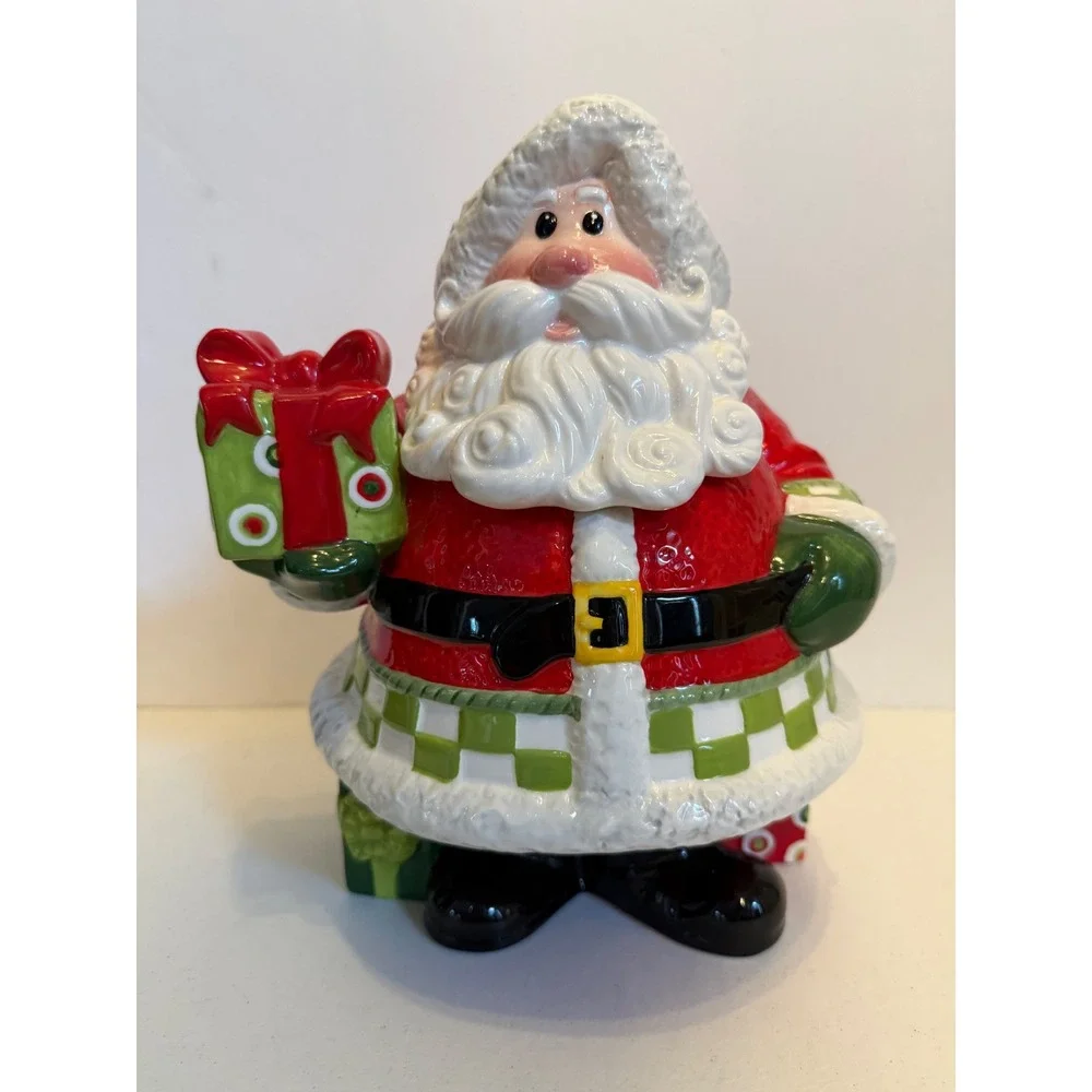 Fitz and Floyd Holiday Cheer Santa Claus Cookie Jar Ceramic Christmas